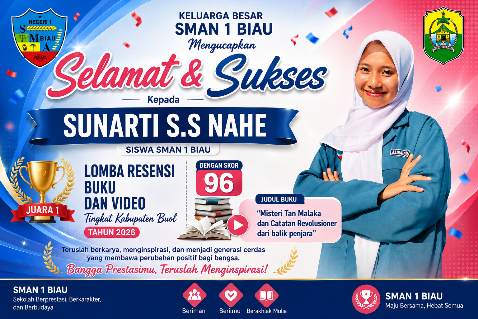 Prestasi Gemilang di Bidang Literasi : Sunarti S.S Nahe Sabet Juara 1 Tingkat Kabupaten